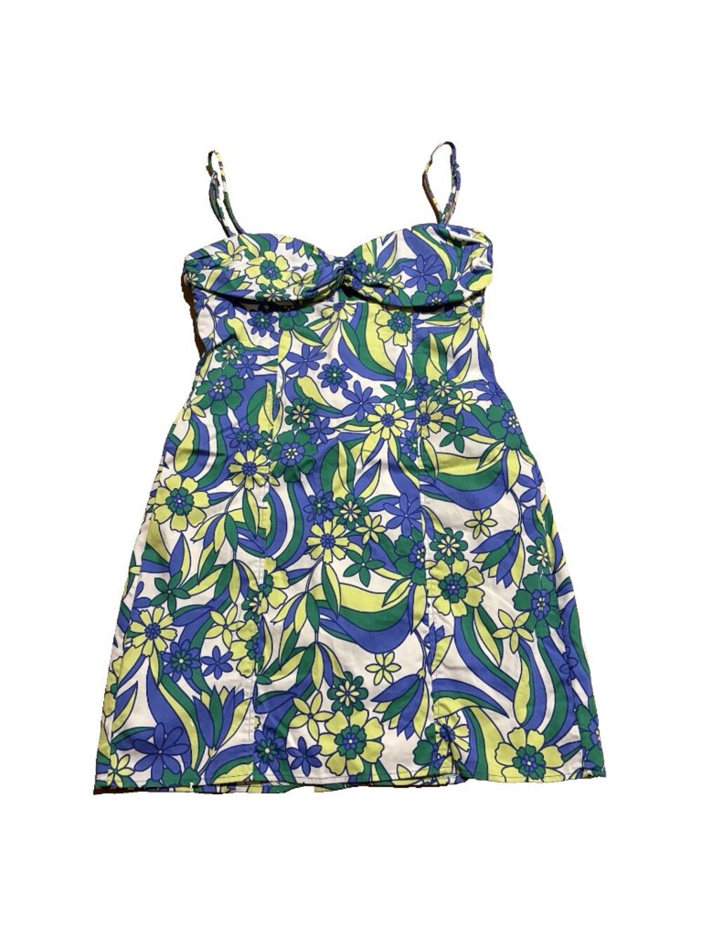 Zara Mini Dress Women's Size M Blue Green Floral